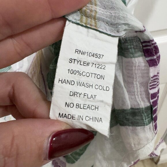 Burning Torch Blouse Size Xsmall Xs Top Shirt Striped‎ Multicolor Cotton - Picture 3 of 8